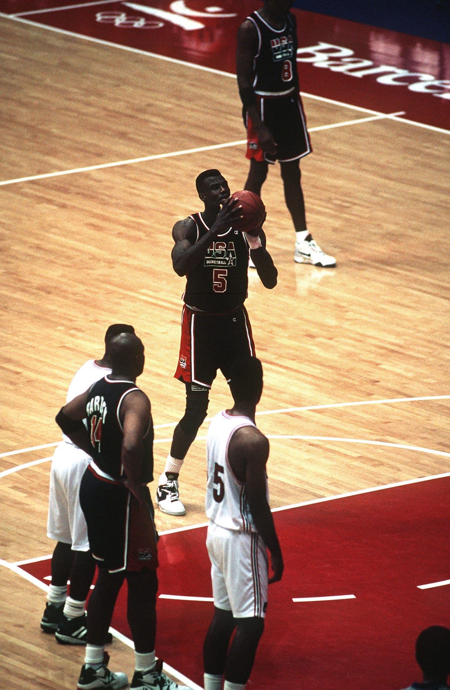 A member of the USA "Dream Team" playing at the 1992 Barcelona Olympics
