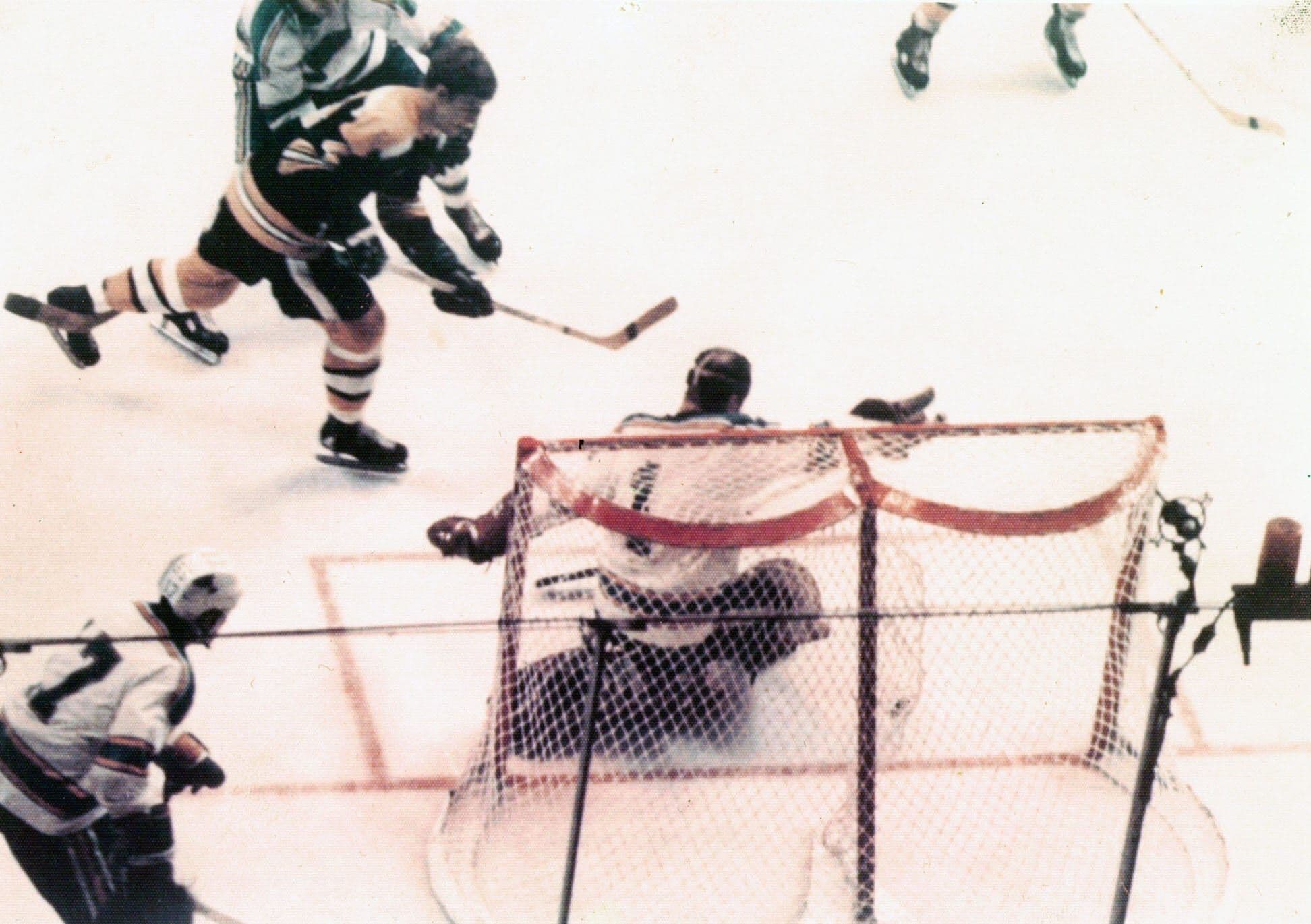 Action in front of the net during the 1970 Stanley Cup Final