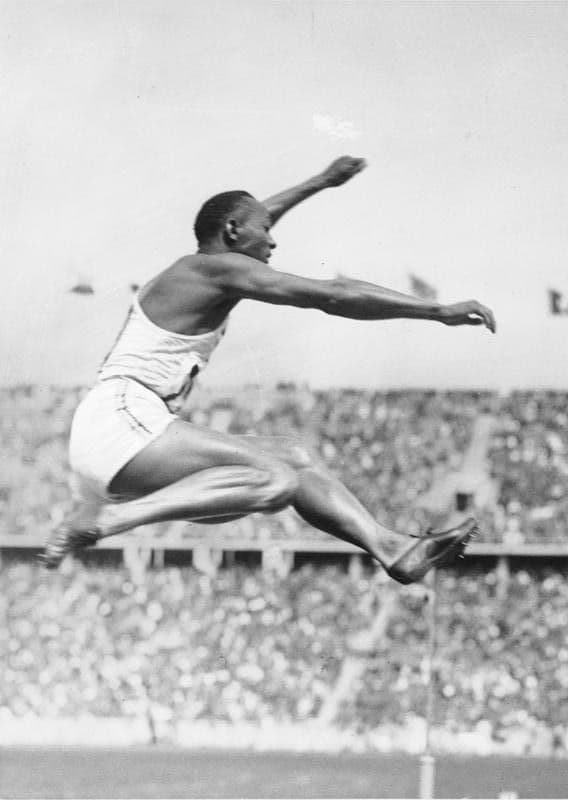 Jesse Owens competing at the 1936 Berlin Olympics